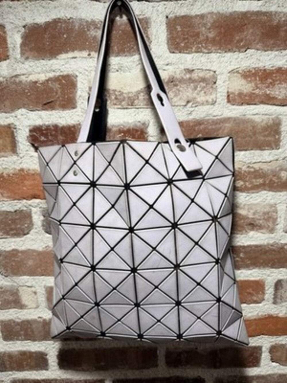 Authentic BAO BAO Issey Miyake BB93-AG043 Prism Tote Light Gray/Lilac Japan
